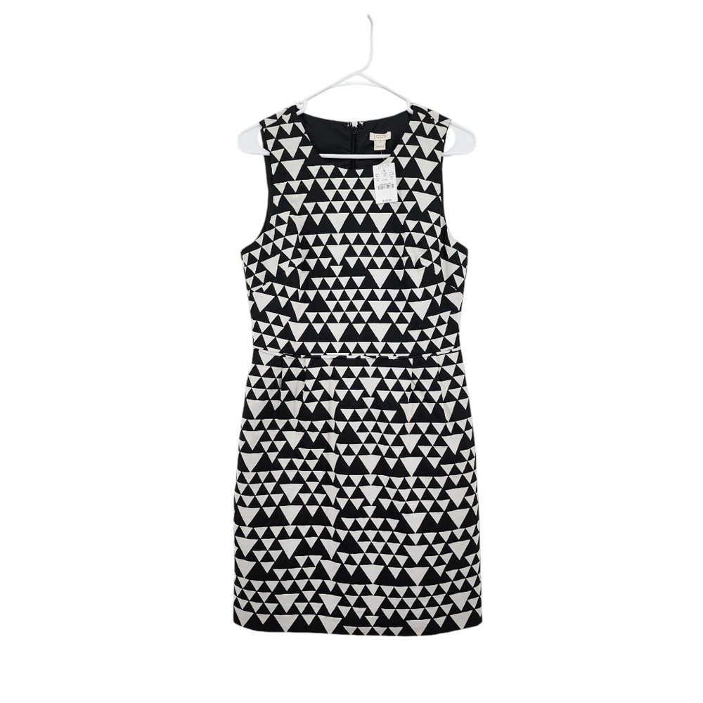 J. Crew Women's Poly Cotton Geometric Print Sleeveless Sheath Dress Art to Wear